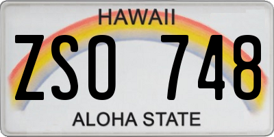 HI license plate ZSO748