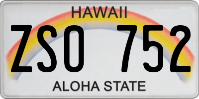 HI license plate ZSO752