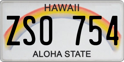 HI license plate ZSO754