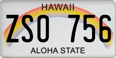 HI license plate ZSO756