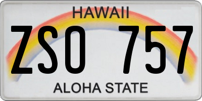HI license plate ZSO757