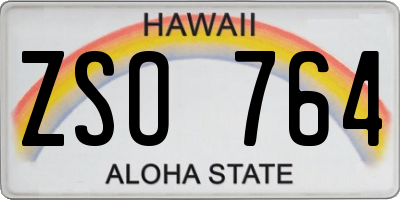 HI license plate ZSO764