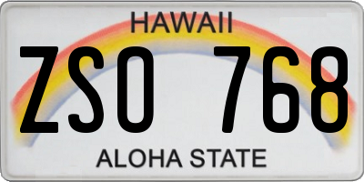 HI license plate ZSO768