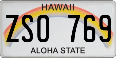 HI license plate ZSO769