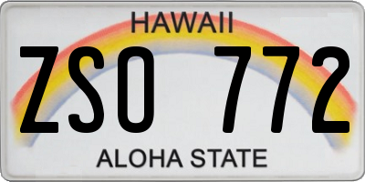 HI license plate ZSO772