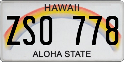 HI license plate ZSO778