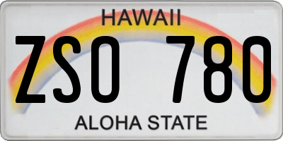 HI license plate ZSO780