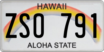 HI license plate ZSO791