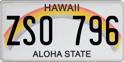 HI license plate ZSO796