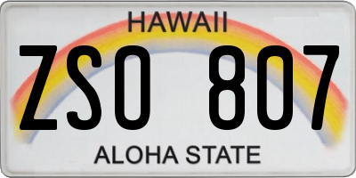 HI license plate ZSO807