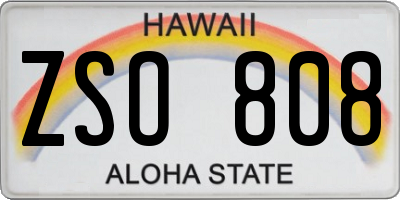 HI license plate ZSO808