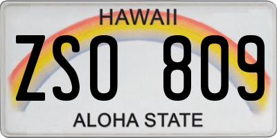 HI license plate ZSO809