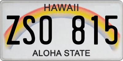 HI license plate ZSO815