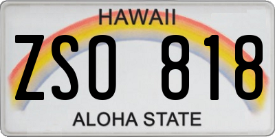 HI license plate ZSO818
