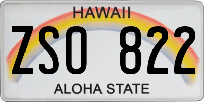 HI license plate ZSO822