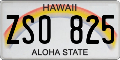 HI license plate ZSO825