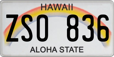 HI license plate ZSO836