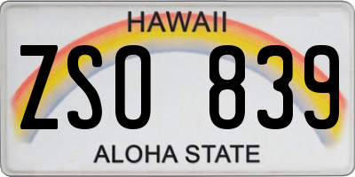 HI license plate ZSO839