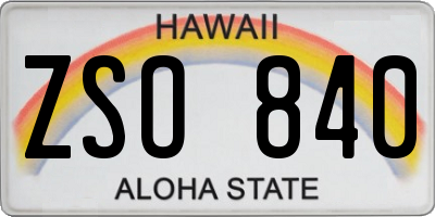 HI license plate ZSO840