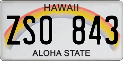 HI license plate ZSO843