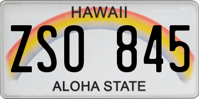 HI license plate ZSO845