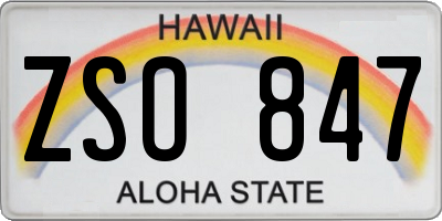 HI license plate ZSO847