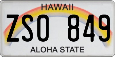 HI license plate ZSO849