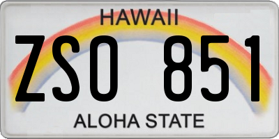 HI license plate ZSO851