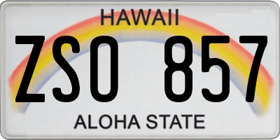HI license plate ZSO857