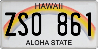 HI license plate ZSO861