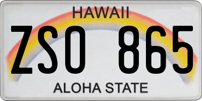 HI license plate ZSO865