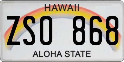 HI license plate ZSO868