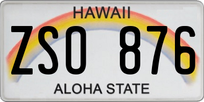 HI license plate ZSO876