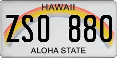 HI license plate ZSO880