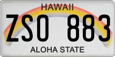 HI license plate ZSO883
