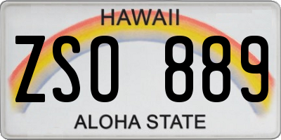 HI license plate ZSO889