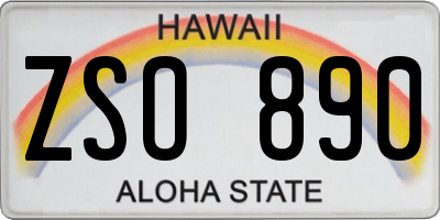 HI license plate ZSO890