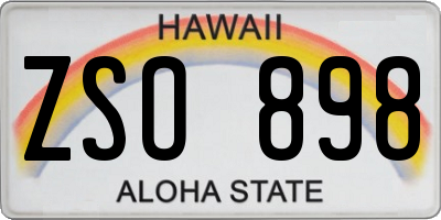 HI license plate ZSO898