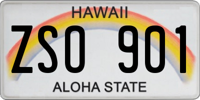 HI license plate ZSO901