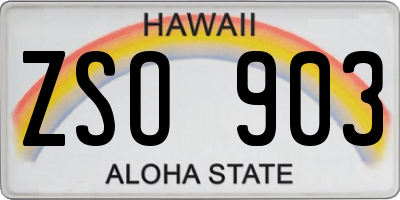 HI license plate ZSO903