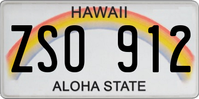HI license plate ZSO912