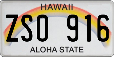 HI license plate ZSO916