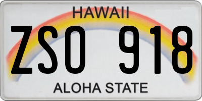 HI license plate ZSO918