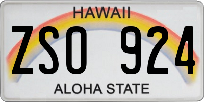 HI license plate ZSO924