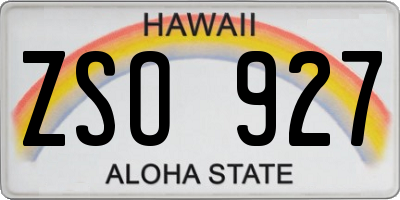 HI license plate ZSO927