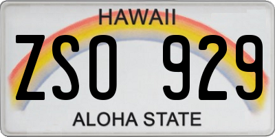 HI license plate ZSO929