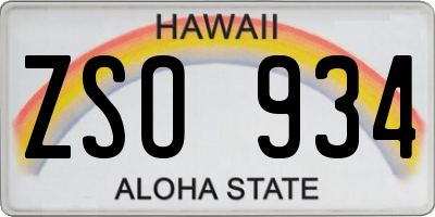 HI license plate ZSO934