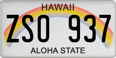 HI license plate ZSO937
