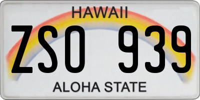 HI license plate ZSO939