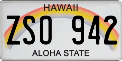 HI license plate ZSO942